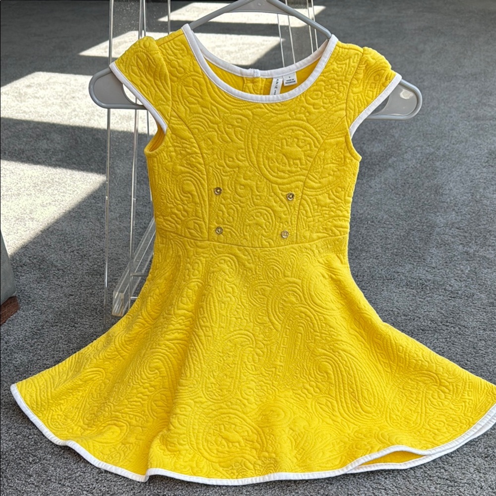 Janie and Jack Yellow Fit and Flare Dress with Flutter Cap Sleeves